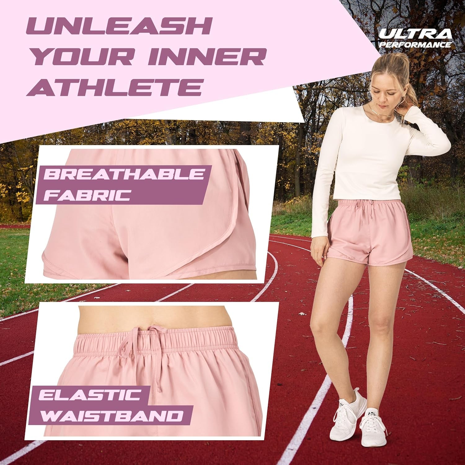 Women'S Running Shorts 4-Pack Athletic Workout Gym Shorts for Women, with Brief Liner