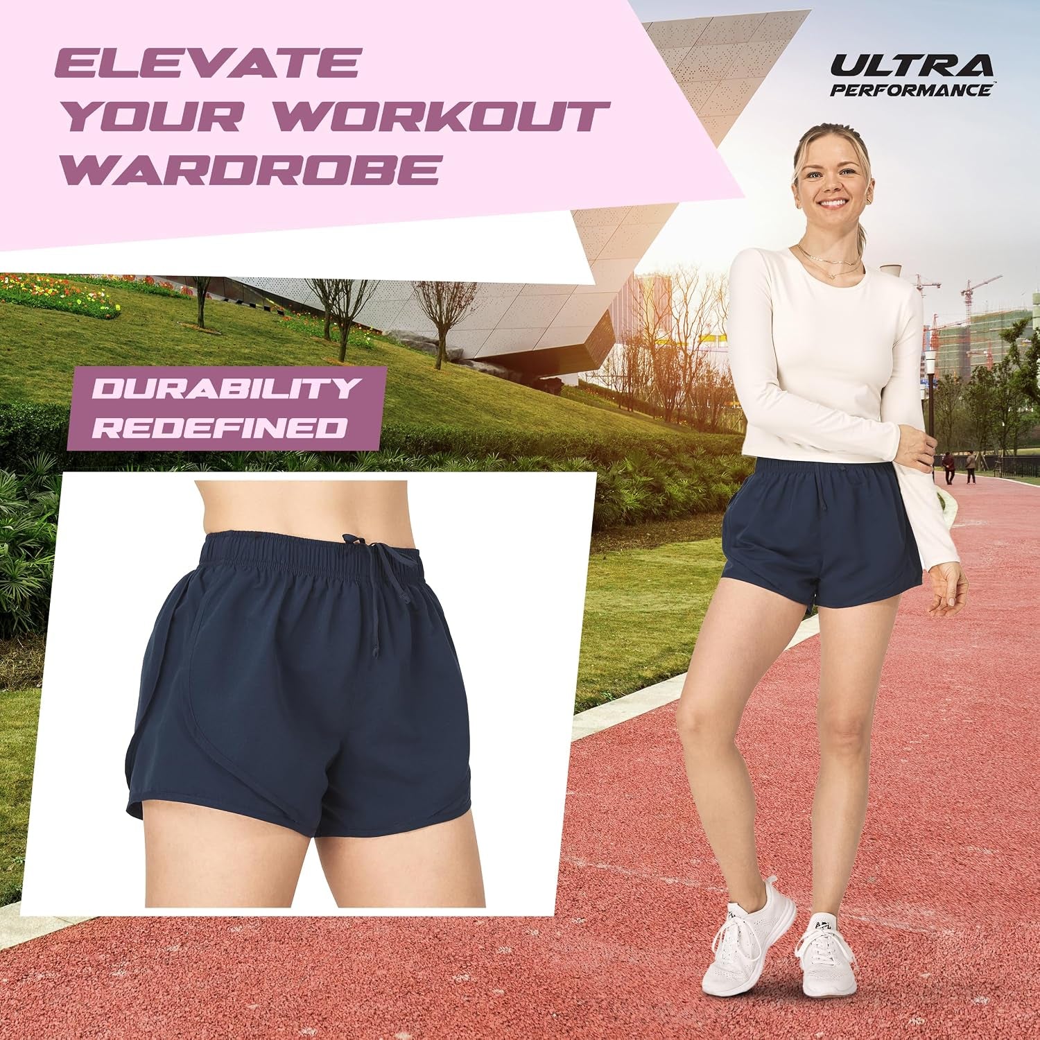 Women'S Running Shorts 4-Pack Athletic Workout Gym Shorts for Women, with Brief Liner